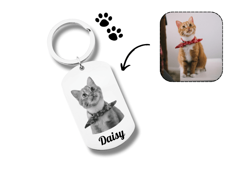 Porte-clé Ovale Polymère Personnalisé Avec Prénom - Chat, Made In France, Réf 04