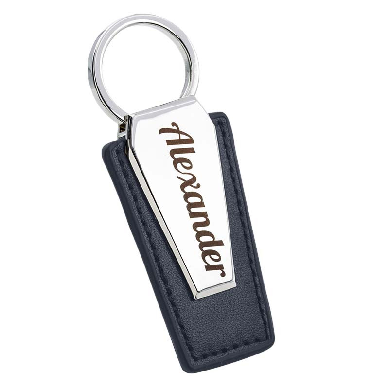 Porte-clés Personnalisé en Cuir avec Plaque Métallique