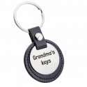 Porte-clés Rond Gravé Personnalisé avec Cuir Porte-clés Rond Gravé Personnalisé avec Cuir