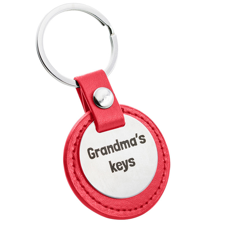 Porte-clés Rond Gravé Personnalisé avec Cuir