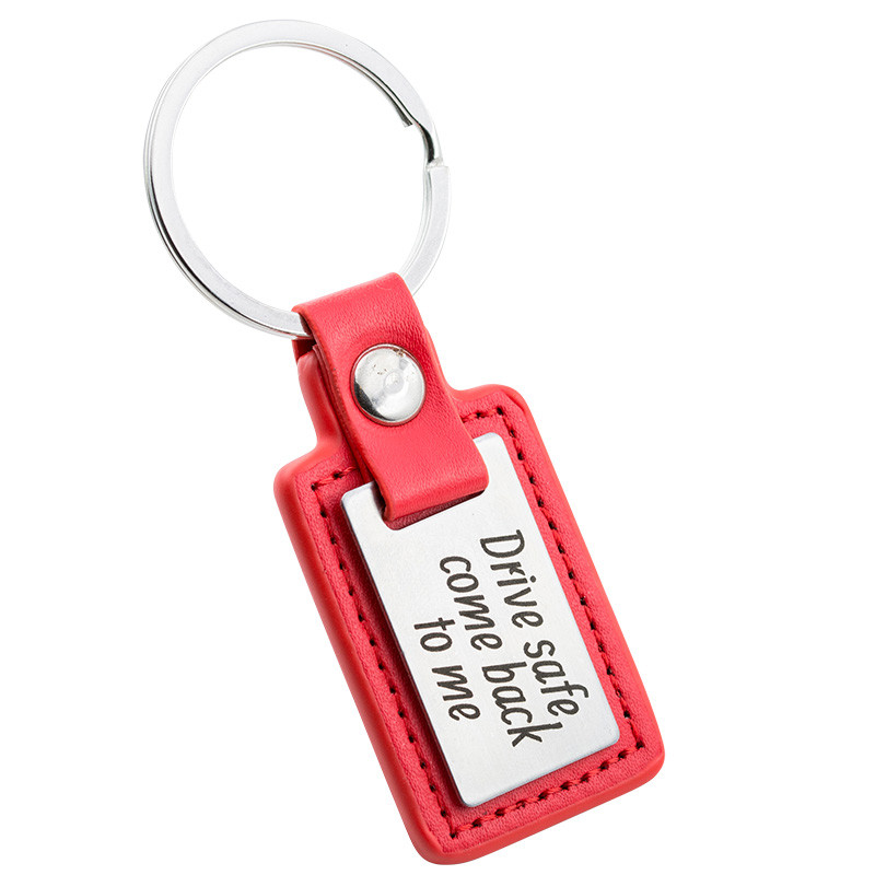 Porte-clés Rectangulaire Gravé Personnalisé avec Cuir
