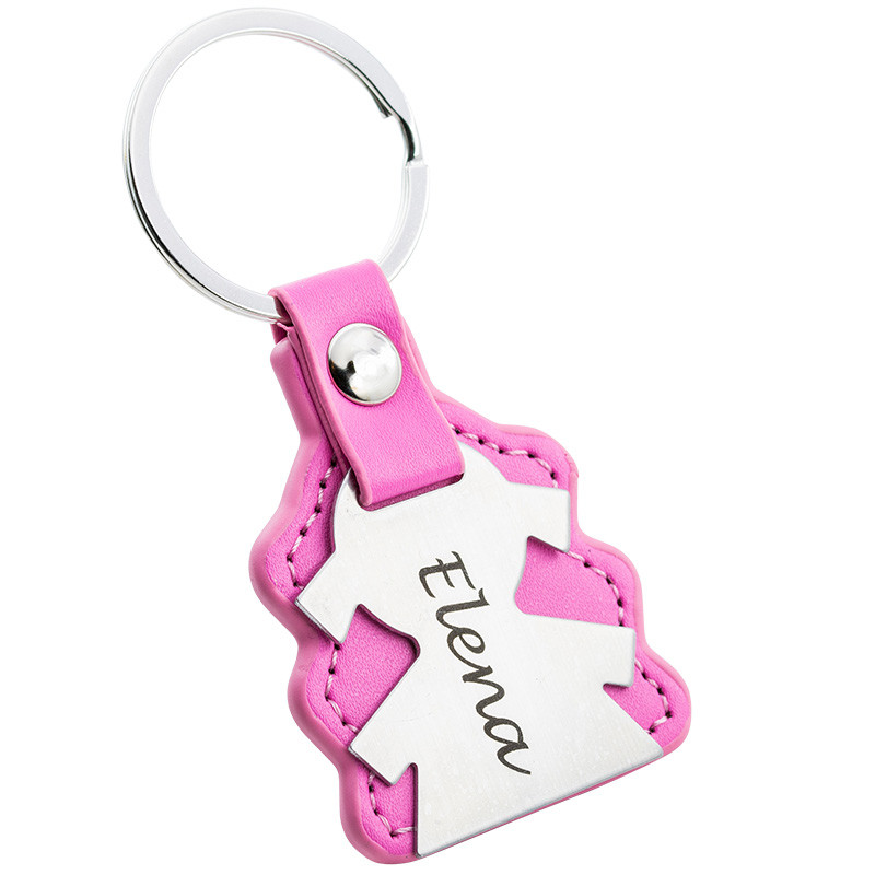Porte-clés Fille Gravé Personnalisé avec Cuir