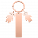 Porte-clés Personnalisé Rectangle Gravé avec Breloques Fille et Garçon