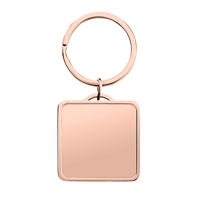 Porte clé photo personnalisé en forme carrée en acier inoxydable or rose conçu pour photo.