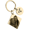 Porte-clés Cercle et Carré Gravé Personnalisé avec Photo Porte-clés Cercle et Carré Gravé Personnalisé avec Photo