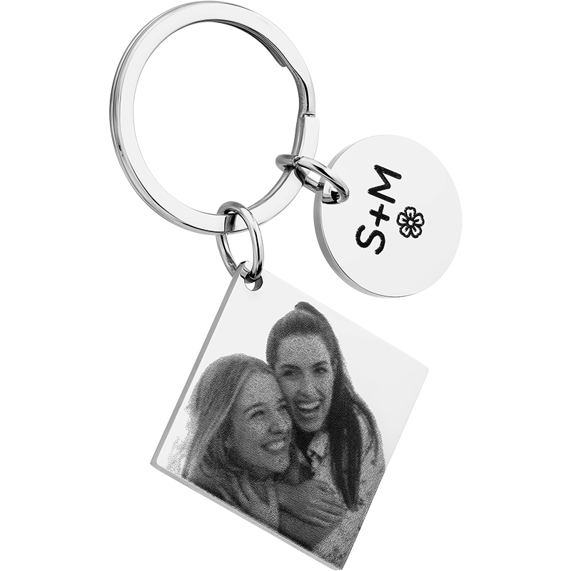 Porte-clés Personnalisable Avec Photo Et Date Gravée - En Acier Inoxydable, Forme Cœur Ou Disque | Cadeau Couple, Anniversaire, Saint-Valentin