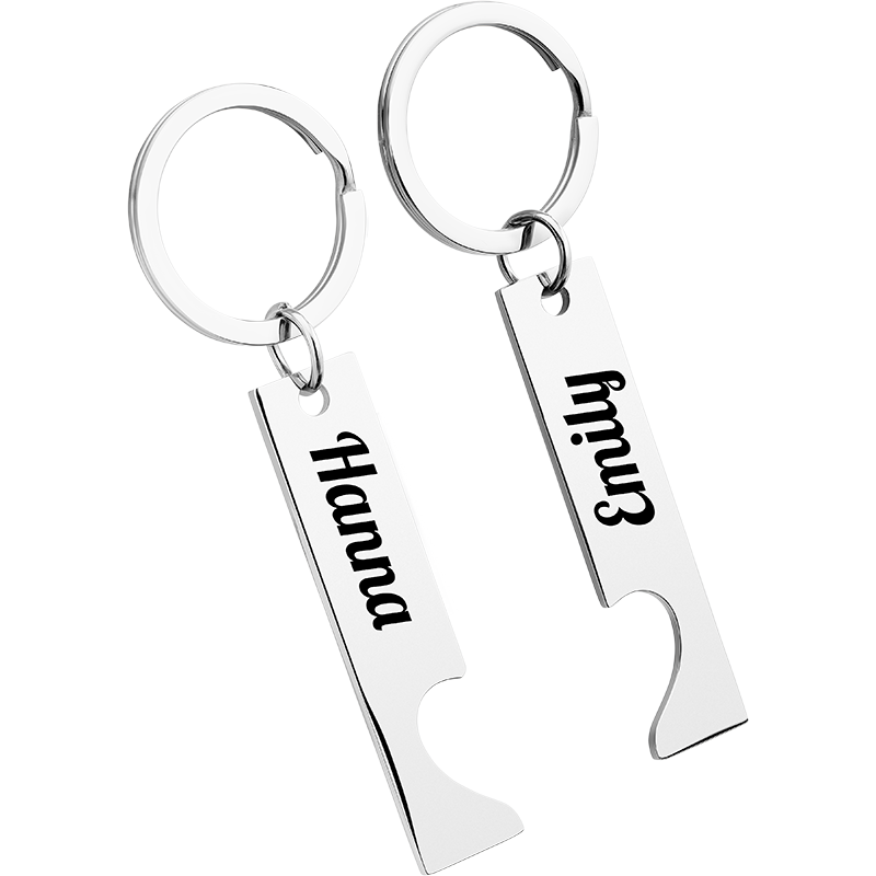 Porte-clés Cœur Couple Gravé Personnalisé