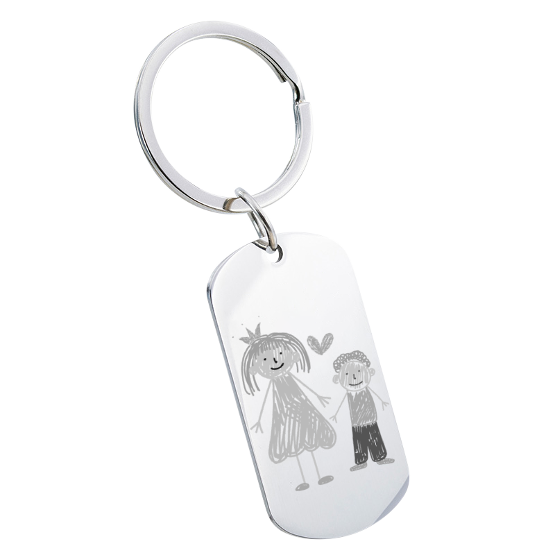 Porte-clés Plaque Militaire Gravé Personnalisé avec Dessin