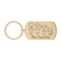 Porte clés Personnalisé avec Illustration Famille – Plaque Militaire Gravée