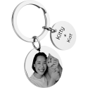 Porte-clés 2 Cercles Gravé Personnalisé avec Photo Chien ou Chat Porte-clés 2 Cercles Gravé Personnalisé avec Photo Chien ou Chat