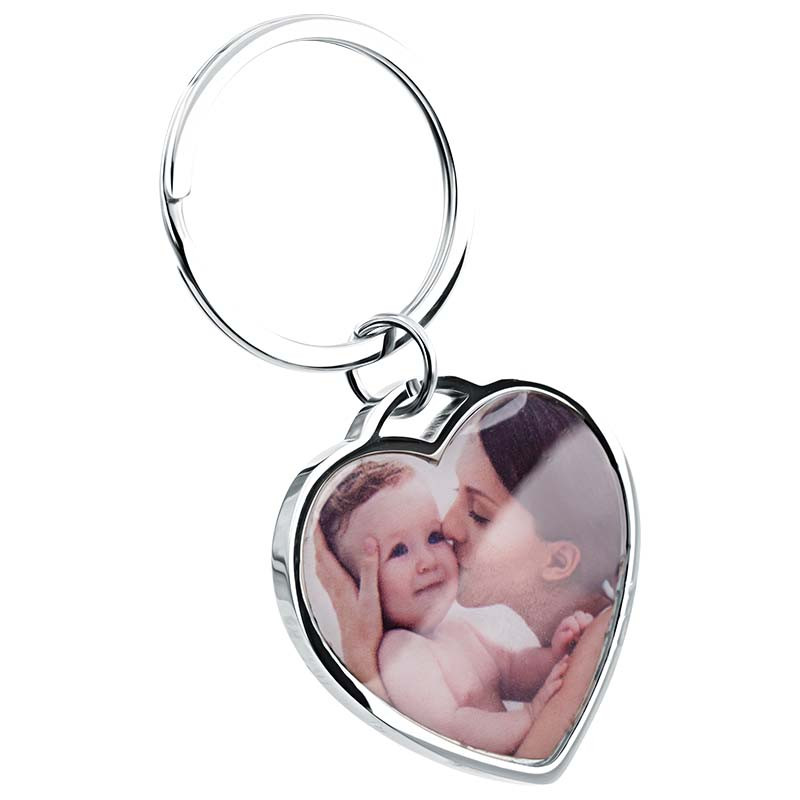 Porte-clés Luxe Cœur Gravé Personnalisé avec Photo Chien ou Chat