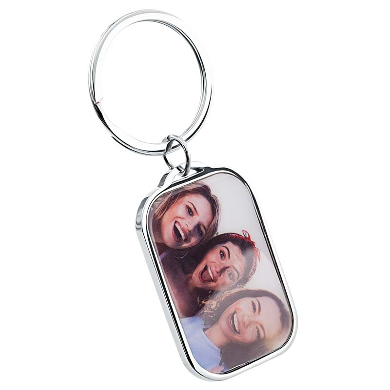 Porte-clés Luxe Rectangulaire Gravé Personnalisé avec Photo Chien ou Chat