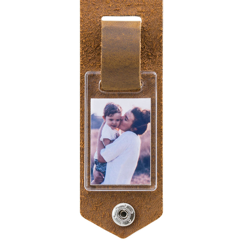 Porte-clés en cuir Gravé pour Papa avec Photo et Prénom Personnalisé de Son fils ou sa Fille