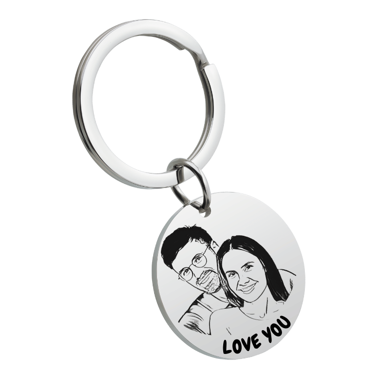 Porte-clés médaille Personnalisé avec Photo et Texte